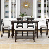 August Grove , Espresso Dining Set with Bench Dining Table with Bench Farmhouse Table and Bench Set Dining Table Set