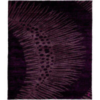 Isabelline One-of-a-Kind Diantha Hand-Knotted Tibetan Purple 8' Round Wool Area Rug