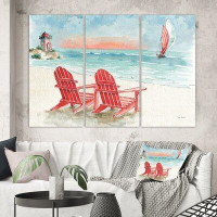 East Urban Home 'Coastal Chair Relax Beach II' Painting Multi-Piece Image on Canvas