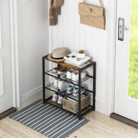 17 Stories Foldable 4-Tier Metal Shoe Rack - Chic Storage Solution For Entryways And Hallways