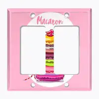 WorldAcc Metal Light Switch Plate Outlet Cover (Macaron Love - Double Rocker)