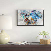 East Urban Home Motorcycle Headlight Watercolor - Floater Frame Print on Canvas