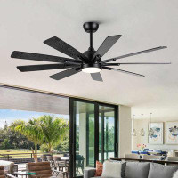 Wrought Studio Mordern 62 In Black Ceiling Fan With Remote Control
