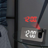 Wrought Studio Digital Projection Alarm Clock LED Display with 180° Projector USB Charger for Bedroom