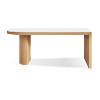 Hokku Designs 70.87" White+Burlywood Rock Beam+Solid Wood Dining Table