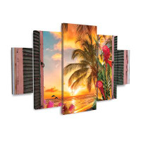 Bayou Breeze Leo Kelly 'Tropical Window To Paradise II' Multi Panel Art Set Diamond