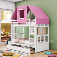 Harriet Bee Jambrina Kids Twin Over Twin Bunk Bed with Drawers