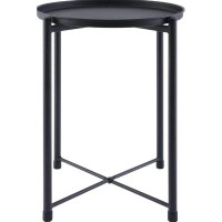 Ebern Designs Round, Small, Removable Top, Side Patio, Anti-Rust And Waterproof, Metal Tray End Table