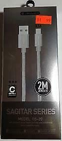JELLICO TYPE-C TO USB FAST CHARGING AND DATA CABLE FOR CELL PHONES 2-METER 5V-3.1A GS-20 - NEW $11.99