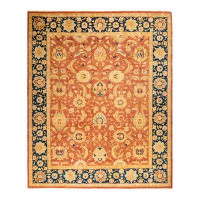 The Twillery Co. Keller One-of-a-Kind Hand-Knotted Orange/Navy/Sand Area Rug 8'1" x 10'
