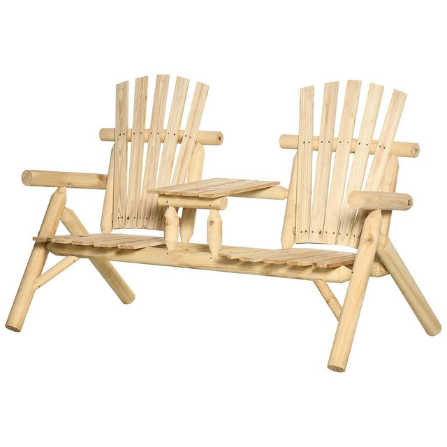 Adirondack Chair 61.8" W x 34.6" D x 40.6" H Natural Wood in Patio & Garden Furniture - Image 2