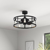 Trent Austin Design 25" Oates 3 - Blade Caged Ceiling Fan with Remote Control and Light Kit Included