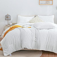Latitude Run® Seersucker White Single Bed Quilt Set, Single Bed Bedding, Quilt, Single Bed Size, Cover Quilt Set, Four S