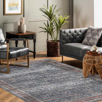 Williston Forge Blue Oriental Distressed Stain Resistant Area Rug