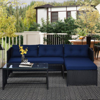 Patio Furniture Set 48.75" x 24.5" x 24.5" Black & Dark Blue