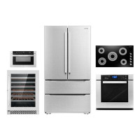 Cosmo 5 Piece Kitchen Package With 36" Electric Cooktop 30" Single Electric Wall Oven 24" Built-in Microwave Drawer  Ene