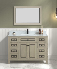 36, 48, 60 & 72 Light Oak with Black Accents Bathroom Vanity w Carrara White Marble ( Dovetail Drawer ) LFC