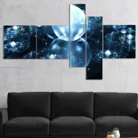 East Urban Home 'Blue Water Drops on Mirror' Graphic Art Print Multi-Piece Image on Canvas