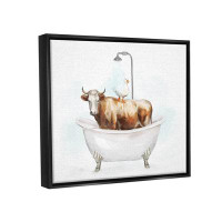 Trinx Trinx Duck & Cow In Tub Framed Floater Canvas Wall Art Design By Ziwei Li