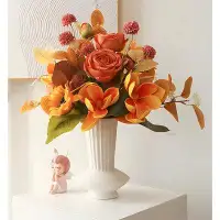 Primrue Luxury Rose And Magnolia Artificial Flower Bouquet - Elegant Floral Decor For Living Room And Dining Table