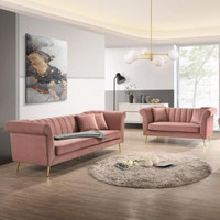 Windsor Sale!! Pink Velvet Living Room Sofa Loveseat