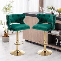 Everly Quinn 2Pc Bar Stools With Footrest Counter Height Dining Chairs