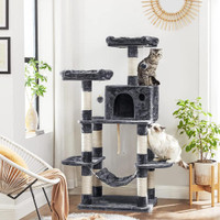 On Sale! Cat Tree Condo w/ Scratching Post Kitty Tower Pet Playhouse, Smoky Gray / FAST, FREE Delivery