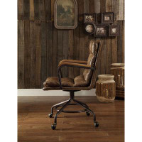 Everly Quinn Vintage Top Grain Leather Office Chair
