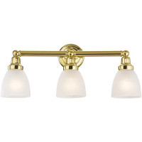 Rosdorf Park Traditional Polished Brass 3-light Bath Vanity Fixture With Satin Opal White Glass Shades