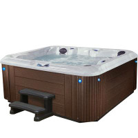 Ohana Spas Refresh LS 6-Person Lounger 120 Stainless Jet Hot Tub with Heater, Ozone Waterfall and Spectra Lighting