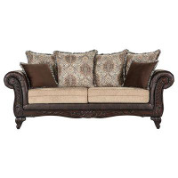 Alcott Hill Critta Brown Upholstered Rolled Arm Sofa Brown