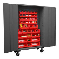 WFX Utility™ Mobile Cabinet, 16 Gauge, 42 Red Bins