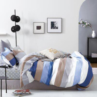 Latitude Run® Blue/White/Brown Standard Cotton Reversible Piece Comforter Set