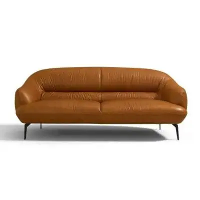 Wade Logan Catera 88'' Genuine Leather Recessed Arm Sofa