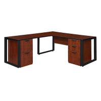 Ebern Designs Structure Corner L Desk with Double Wood Pedestal Drawer