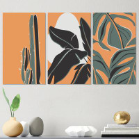 Bayou Breeze Dark Silhouettes Of Plants On Cream I - 3 Piece Wrapped Canvas Print Set