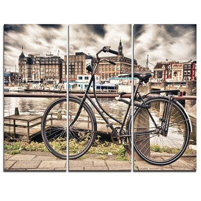 Design Art Bike Over Bridge in Amsterdam - 3 Piece Graphic Art on Wrapped Canvas Set in Arts & Collectibles