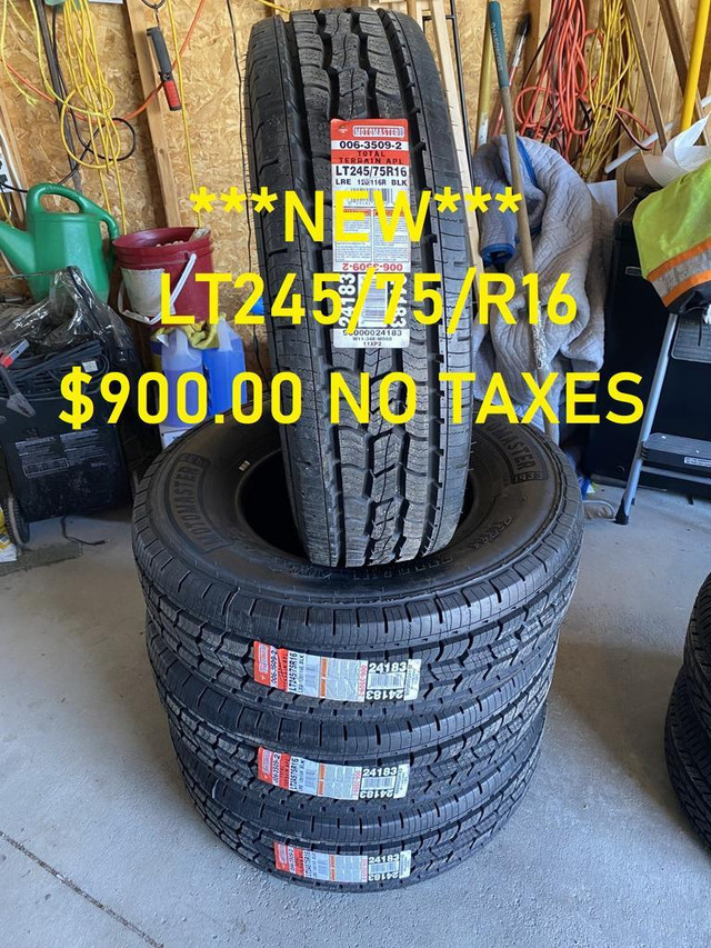***NEW*** 245/75/16 ALL TERRAIN MOTOMASTER LOAD RANGE E SET OF 4 $900.00 (NO TAXES) TAG#Q1934 (NEW5804216Q3) MIDLAND ONT in Tires & Rims in Ontario