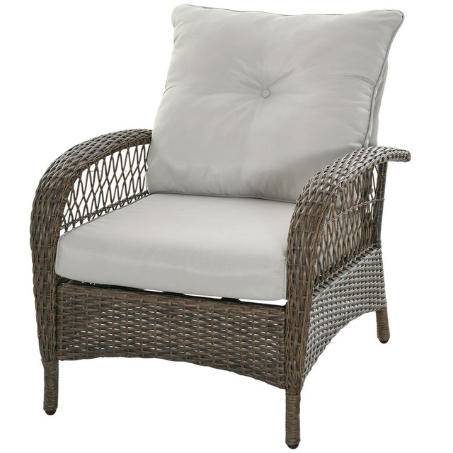 Rattan Single-Seat Sofa 29.9" x 34.3" x 38.6" Grey in Patio & Garden Furniture - Image 2