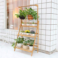 Arlmont & Co. Crisante Triangular Multi-Tiered Bamboo Plant Stand