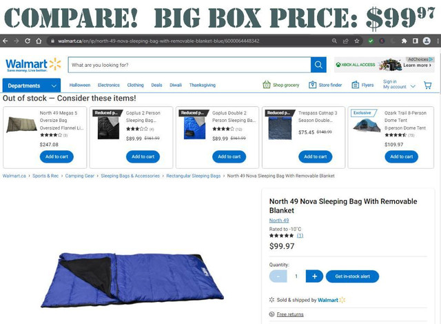 North 49® Nova Sleeping Bag with Removable Blanket in Fishing, Camping & Outdoors - Image 2