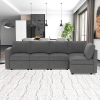 Bonzy Home 5-Piece Cushion Back Modular Sectional With Under-Seat Storage