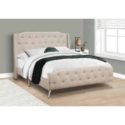 Bring a luxurious feel to your bedroom with the updated classic styling of queen-size upholstered be...