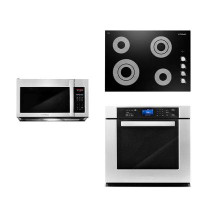 Cosmo 3 Piece Kitchen Package With 30" Electric Cooktop 30" Over The Range Microwave 30" Single Electric Wall Oven