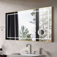LED Bathroom Mirror (55x36) w Bluetooth Speakers, Touch Button, Anti Fog, Dimmable & Magnifier w Horizontal Mount
