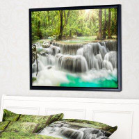 East Urban Home 'Kanchanaburi Erawan Waterfall' Floater Frame Photograph on Canvas