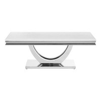 CDecor Home Furnishings Durante White And Chrome Coffee Table with Faux Marble Top