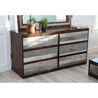 Union Rustic Frese 6 Drawer 60" W Solid Wood Double Dresser with Mirror