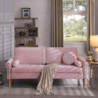 House of Hampton 3-Seater Sofa with Copper Nail on Arms and Three Pillow