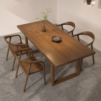 Fit and Touch 4 - Person Nut-brown Solid Wood Dining Table Set
